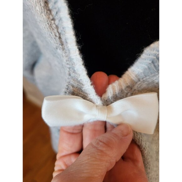 Gray/White Bow Sweater Scalloped Hem 4XL Coquette Feminine Preppy Party Cute - Picture 6 of 8